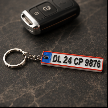 Custom 3D Embossed Number Plate Keychain
