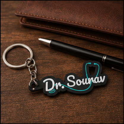Custom 3D Printed Doctor Name Keychain